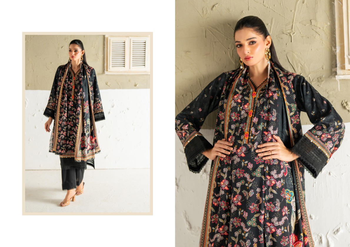Regalia linen printed three piece. premium quality. 