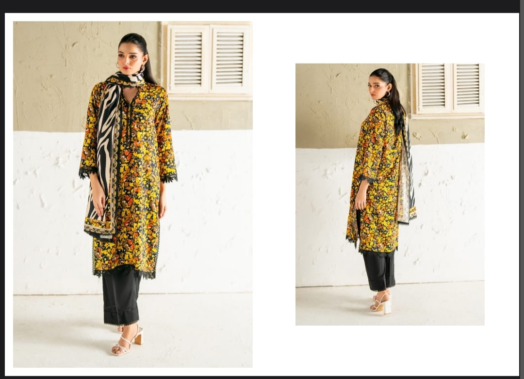 Regalia linen vol-2 printed three piece. premium quality. 