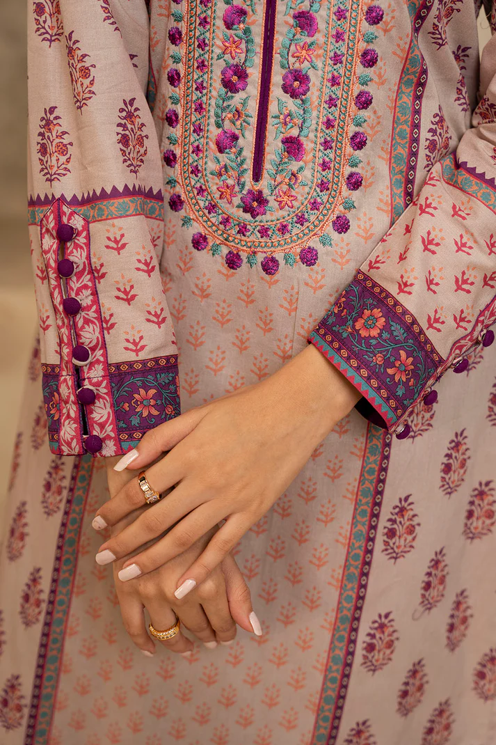 ZELLBURY 3 Piece Embroidered Lawn Shirt Shalwar Dupatta in Grey Color
