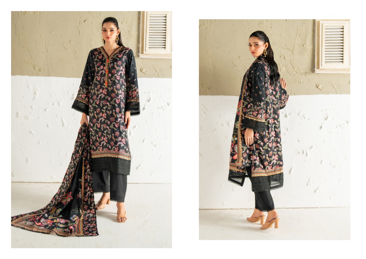 Regalia linen printed three piece. premium quality.