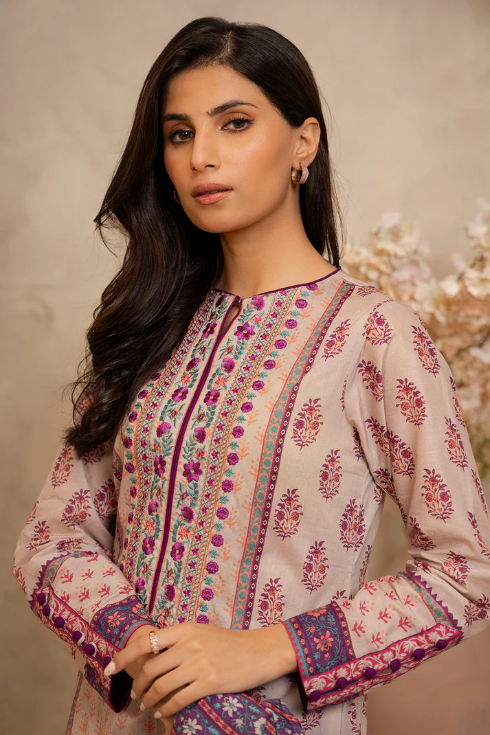 ZELLBURY 3 Piece Embroidered Lawn Shirt Shalwar Dupatta in Grey Color
