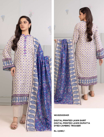 ZELLBURY Digital Printed Lawn Three-Piece Suit