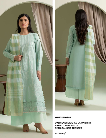 ZELLBURY  Embroidered 3-Piece lawn.Mint Green 