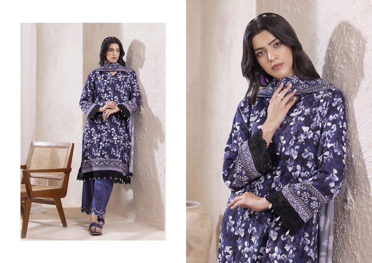 Regalia linen vol-3 printed three piece. premium quality. discount offer