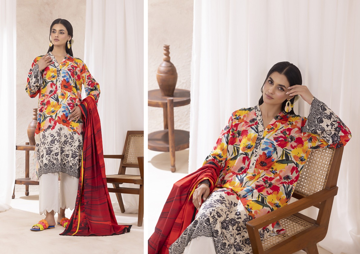 Regalia linen vol-3 printed three piece. premium quality. discount offer