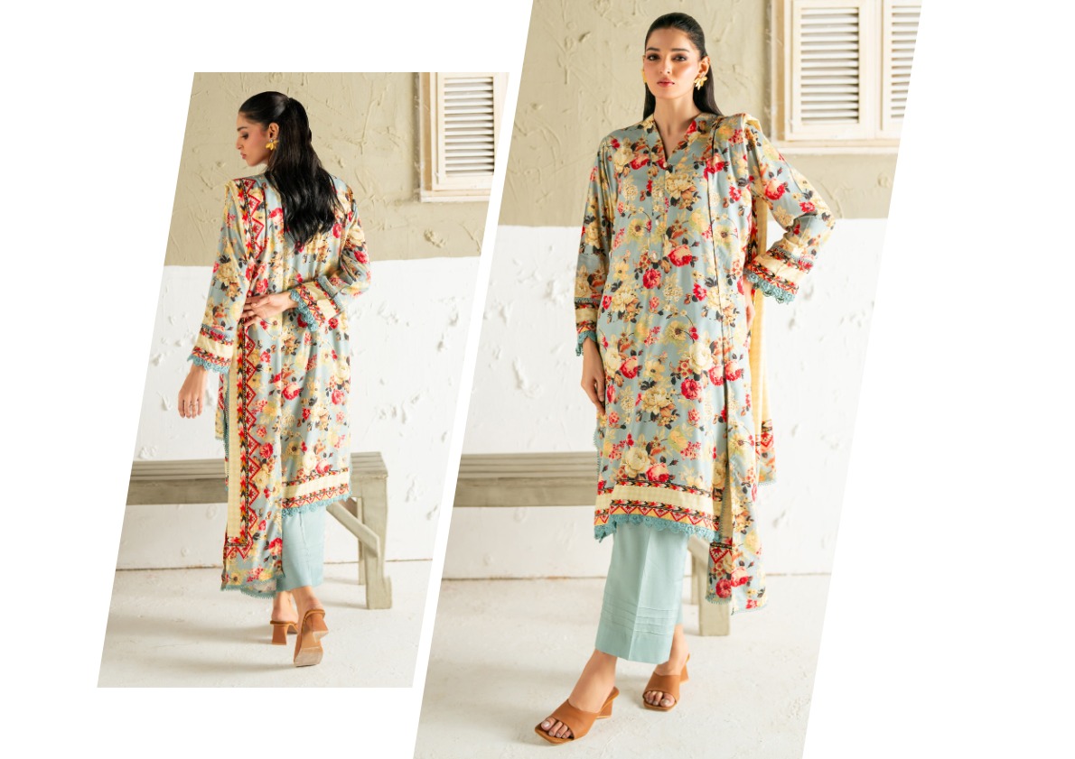 Regalia linen printed three piece. premium quality. 