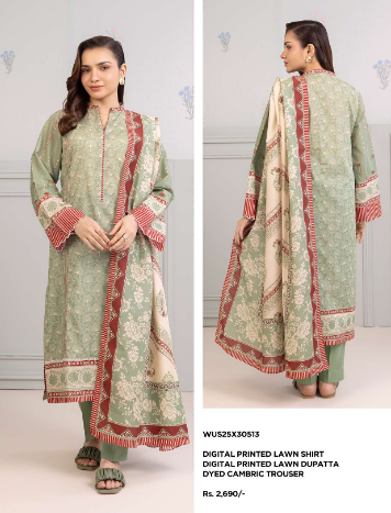 Zellbury  Elegant green 3-piece unstitched 