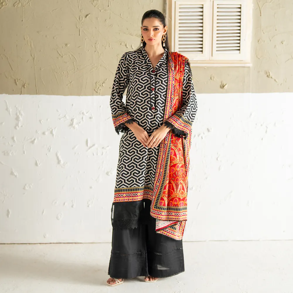 Regalia linen vol-2 printed three piece. premium quality. 