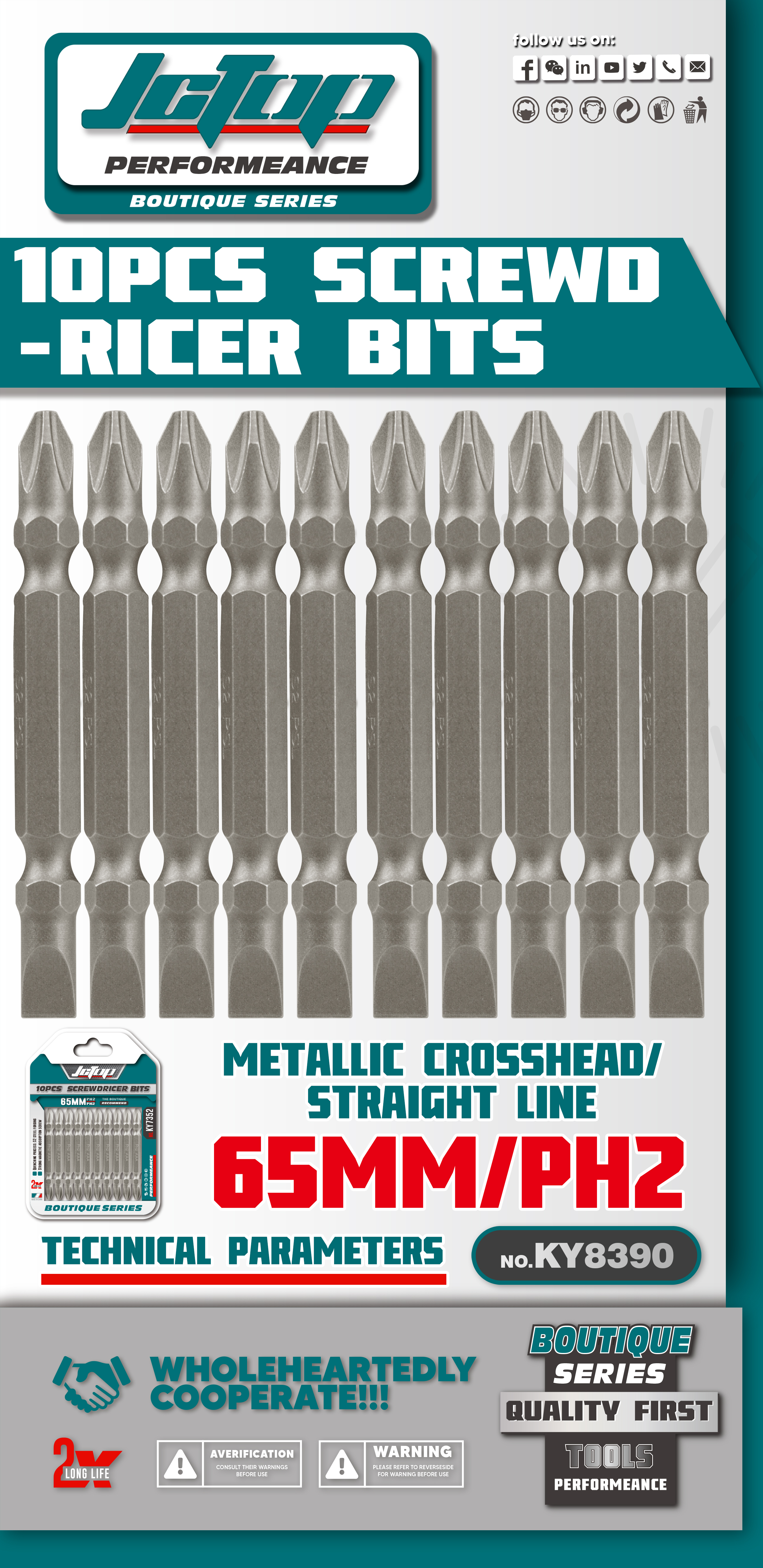 10pcs Screwd-Ricer Bits, KY8390