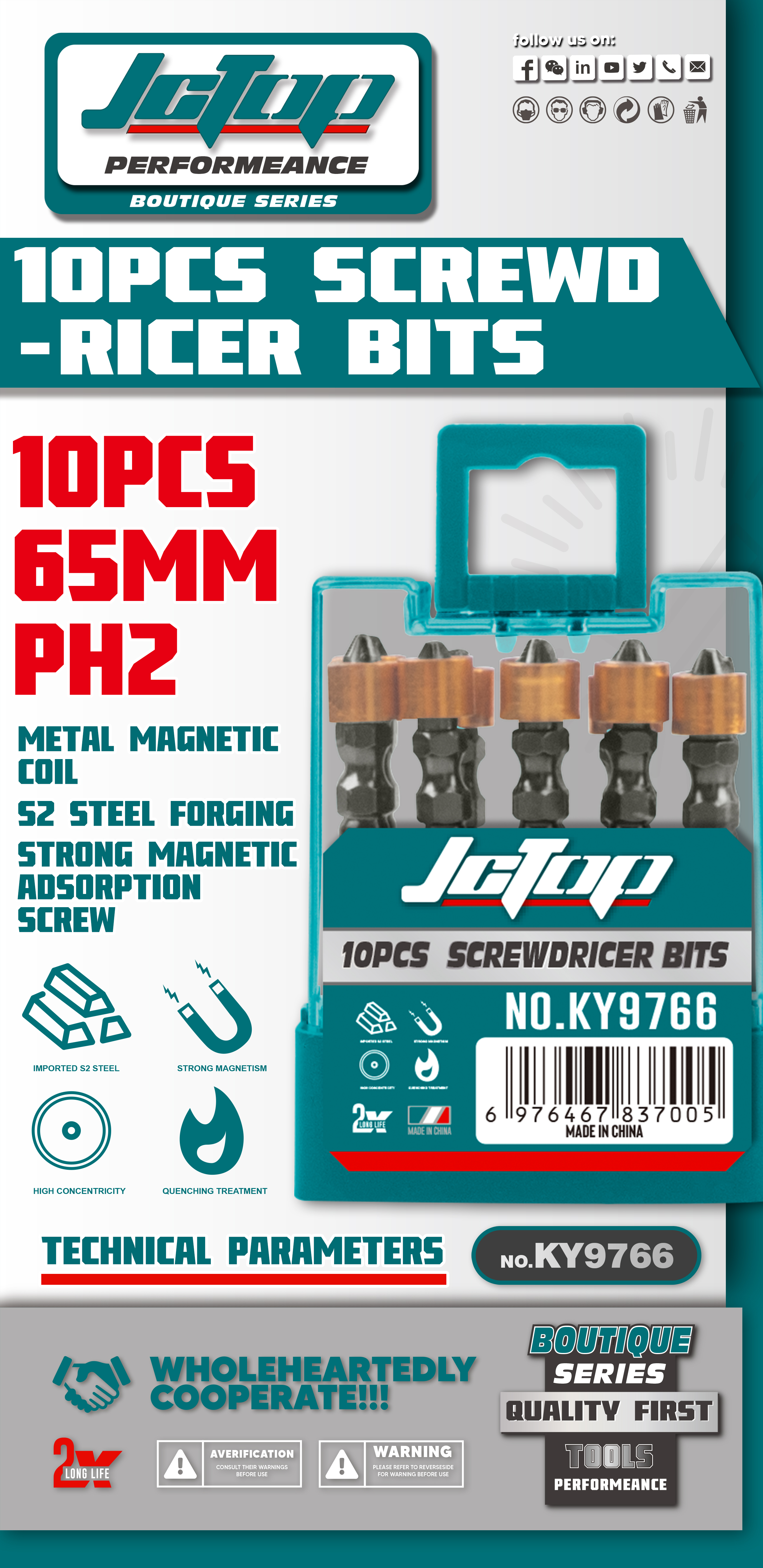 Jgtop 10PCS Screwd-ricer Bits, KY9766