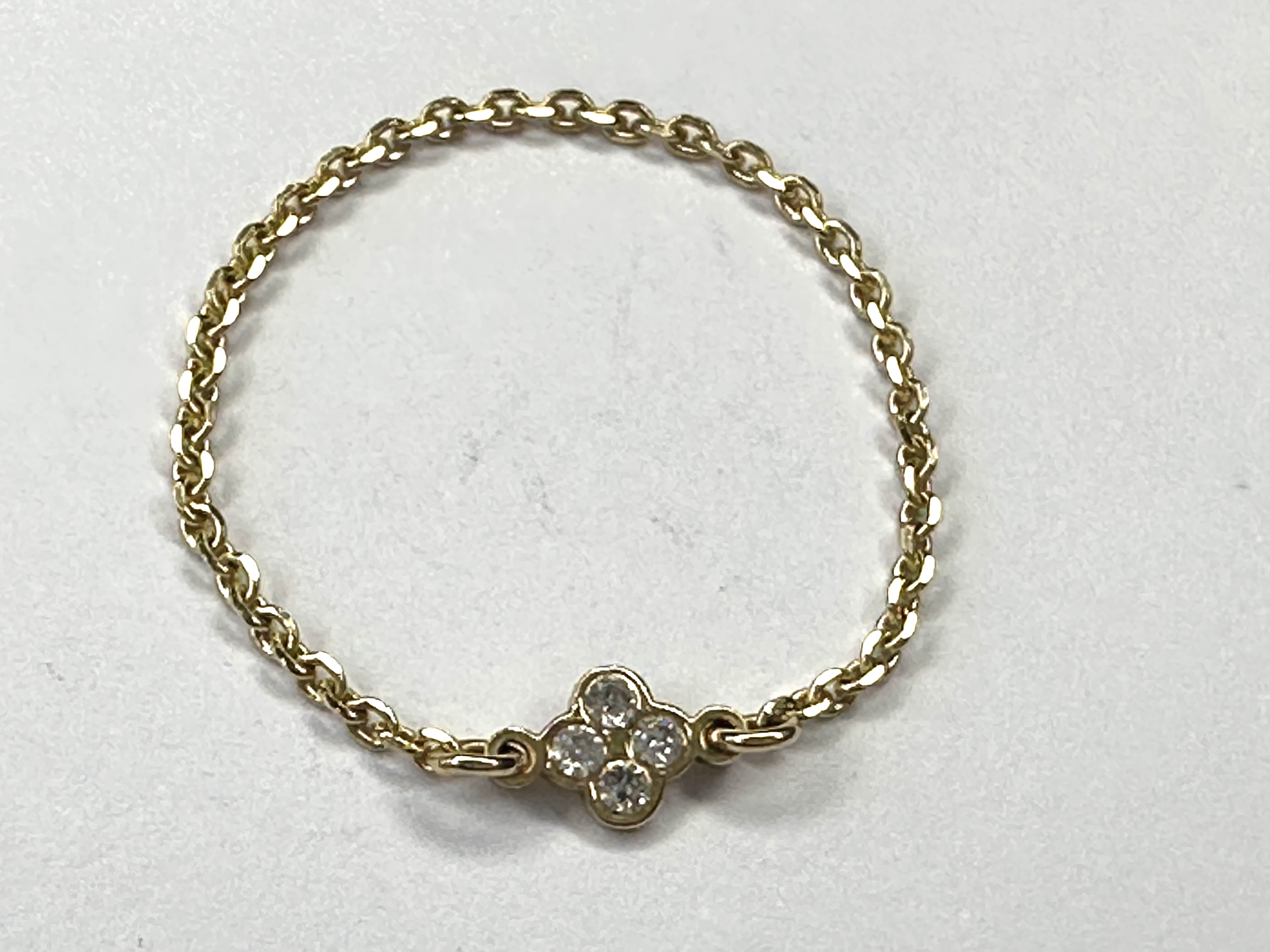 Bague Chaînette 4 diamants trèfle