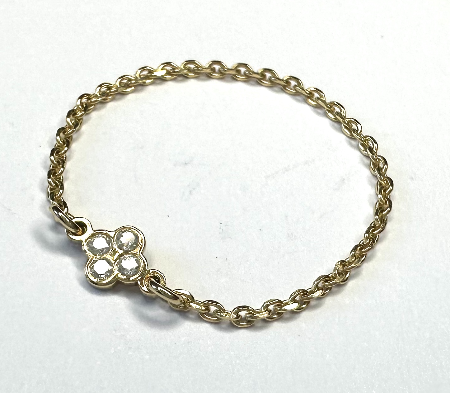 Bague Chaînette 4 diamants trèfle