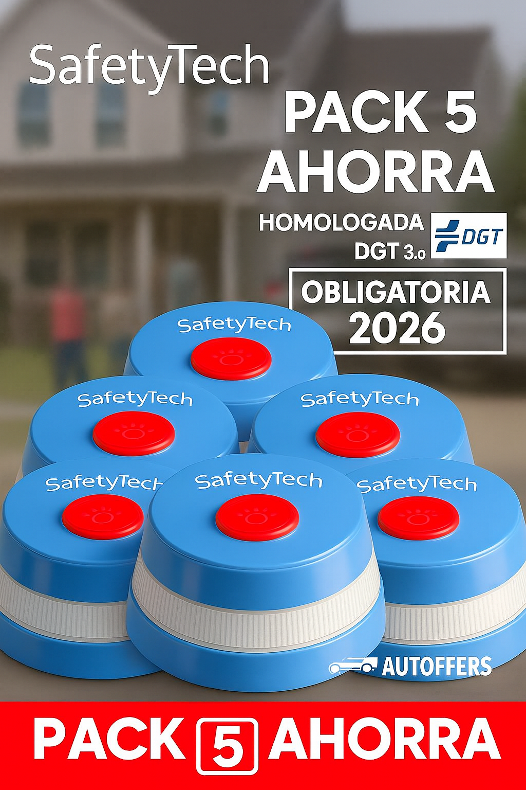 Pack ahorro 5 uds. Luz de Emergencia V16 SafetyTech | Homologada DGT 3.0