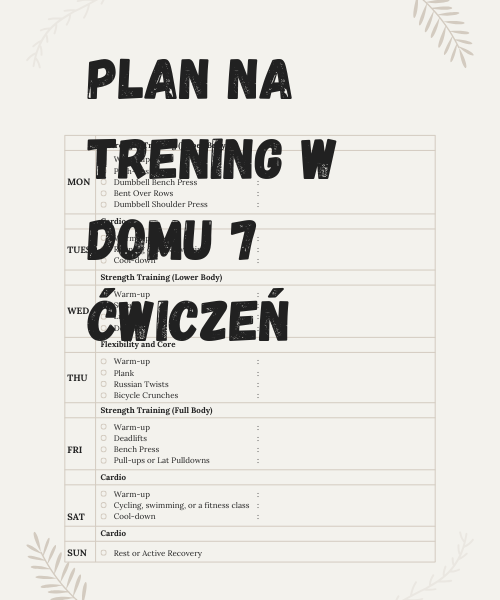 Plan Treningowy w Domu - 7 Ćwiczeń w PDF
