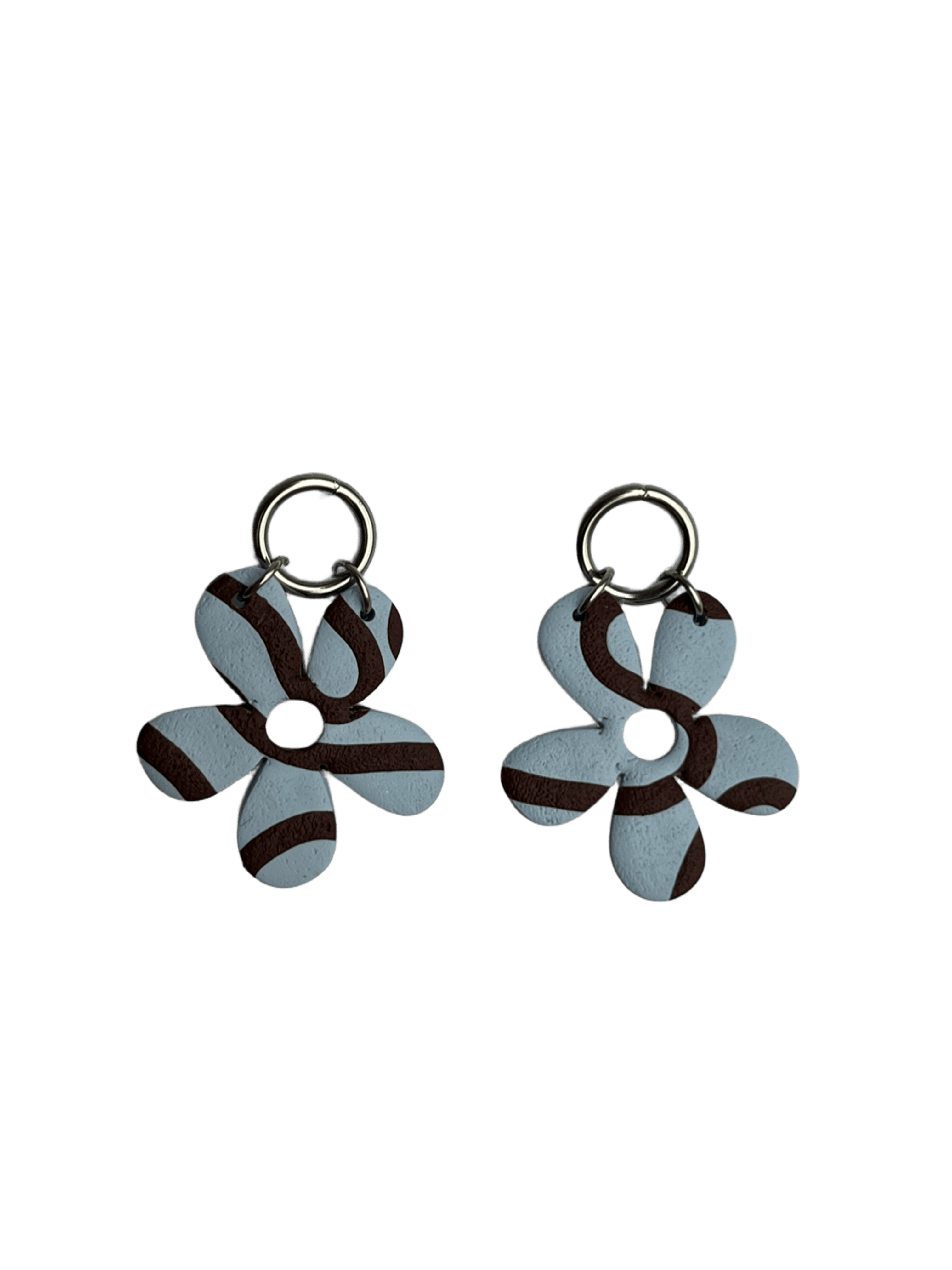 Flor azul y marrón  dorada/plateada 