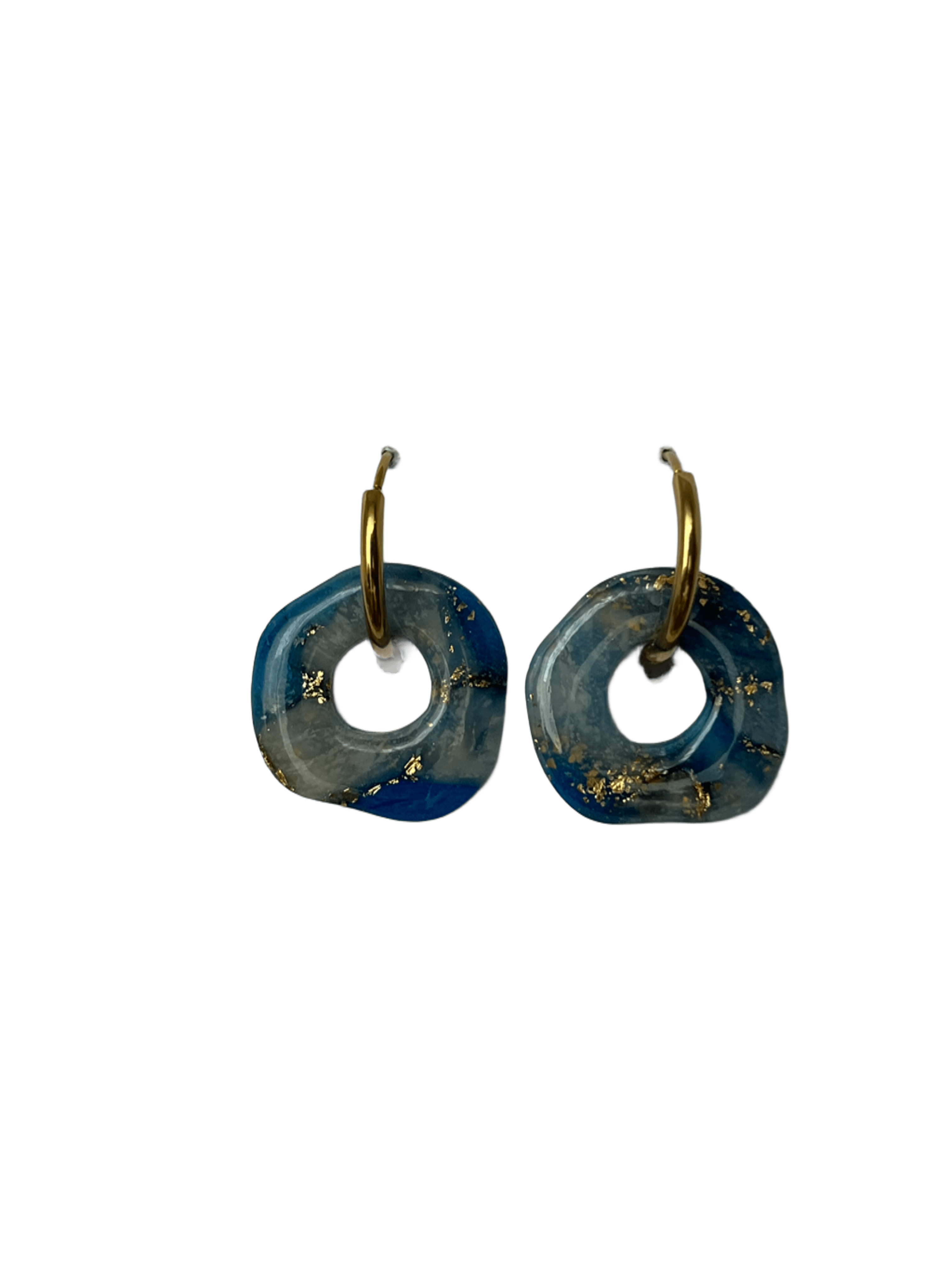 Aros charms marmolado azul 