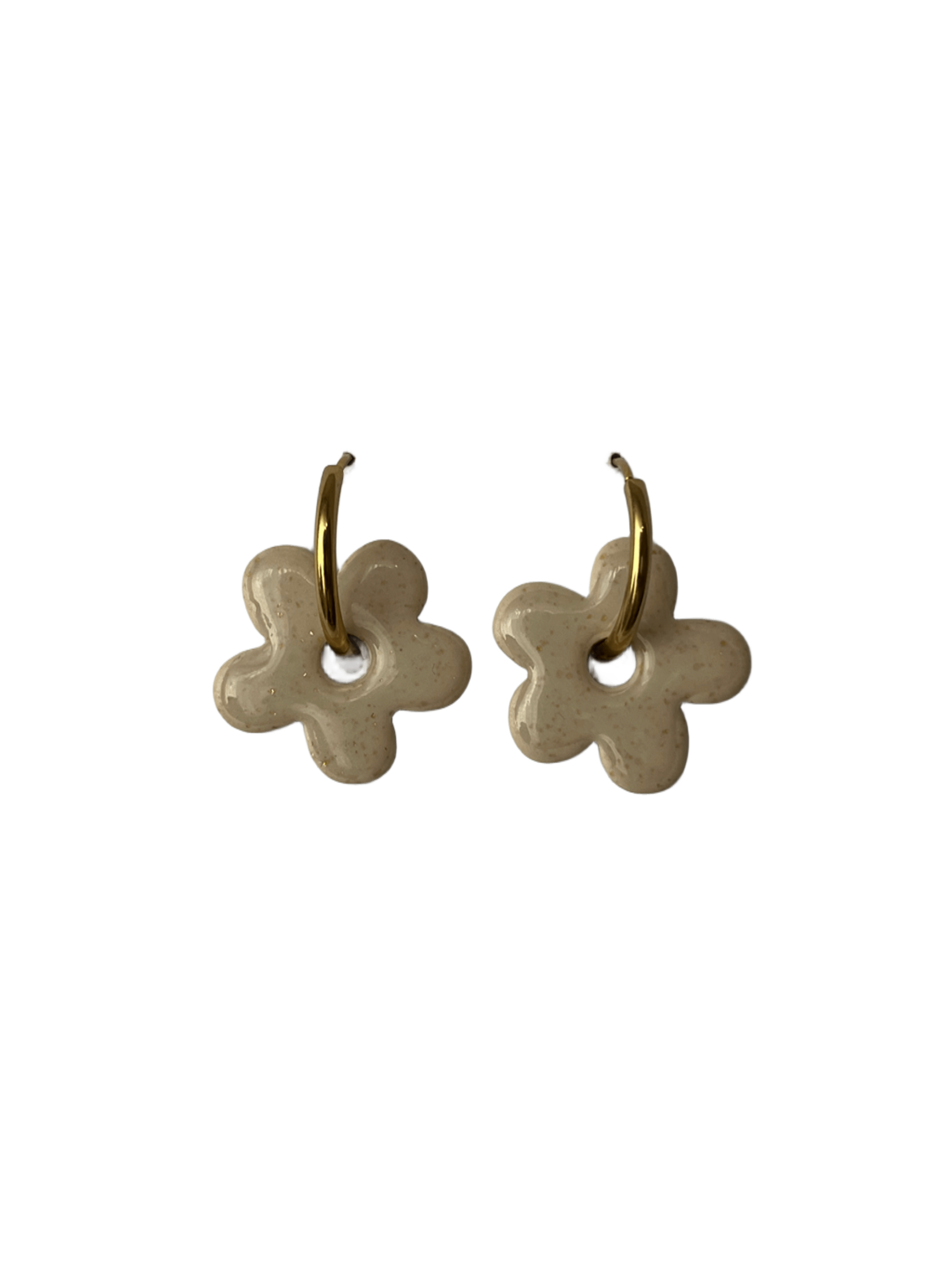 Aros flor beige y dorado