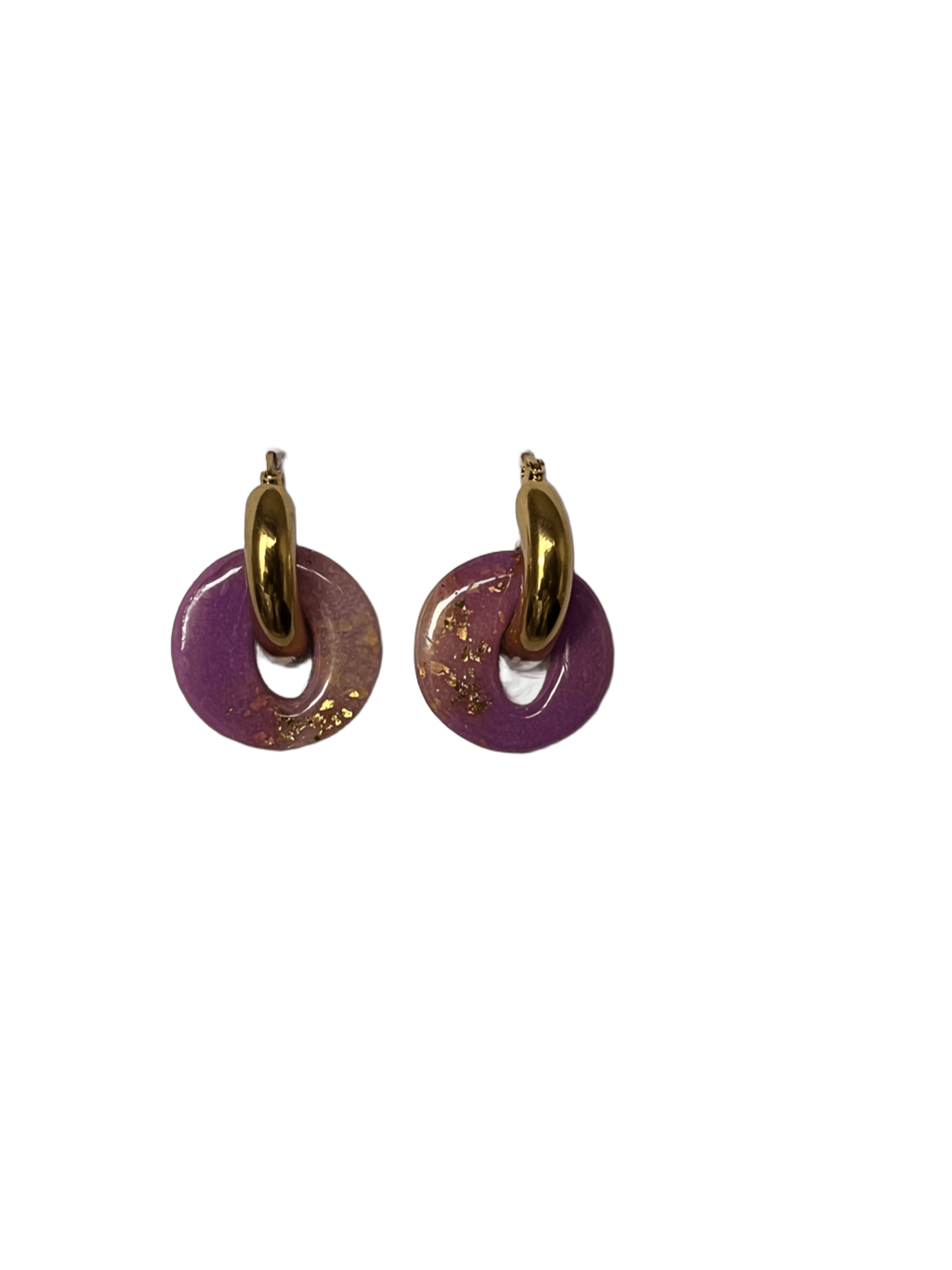 Aro charms flotadores rosa y dorado