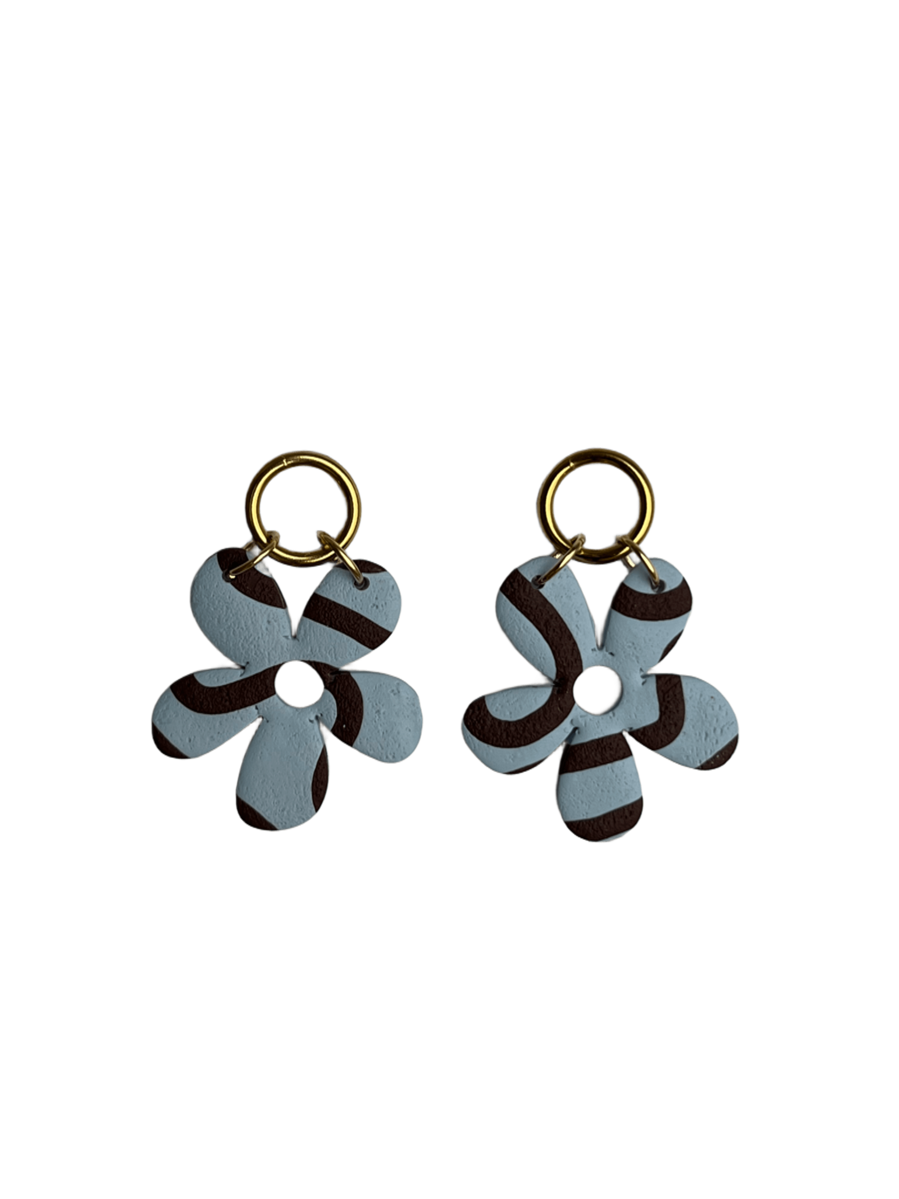 Flor azul y marrón  dorada/plateada 