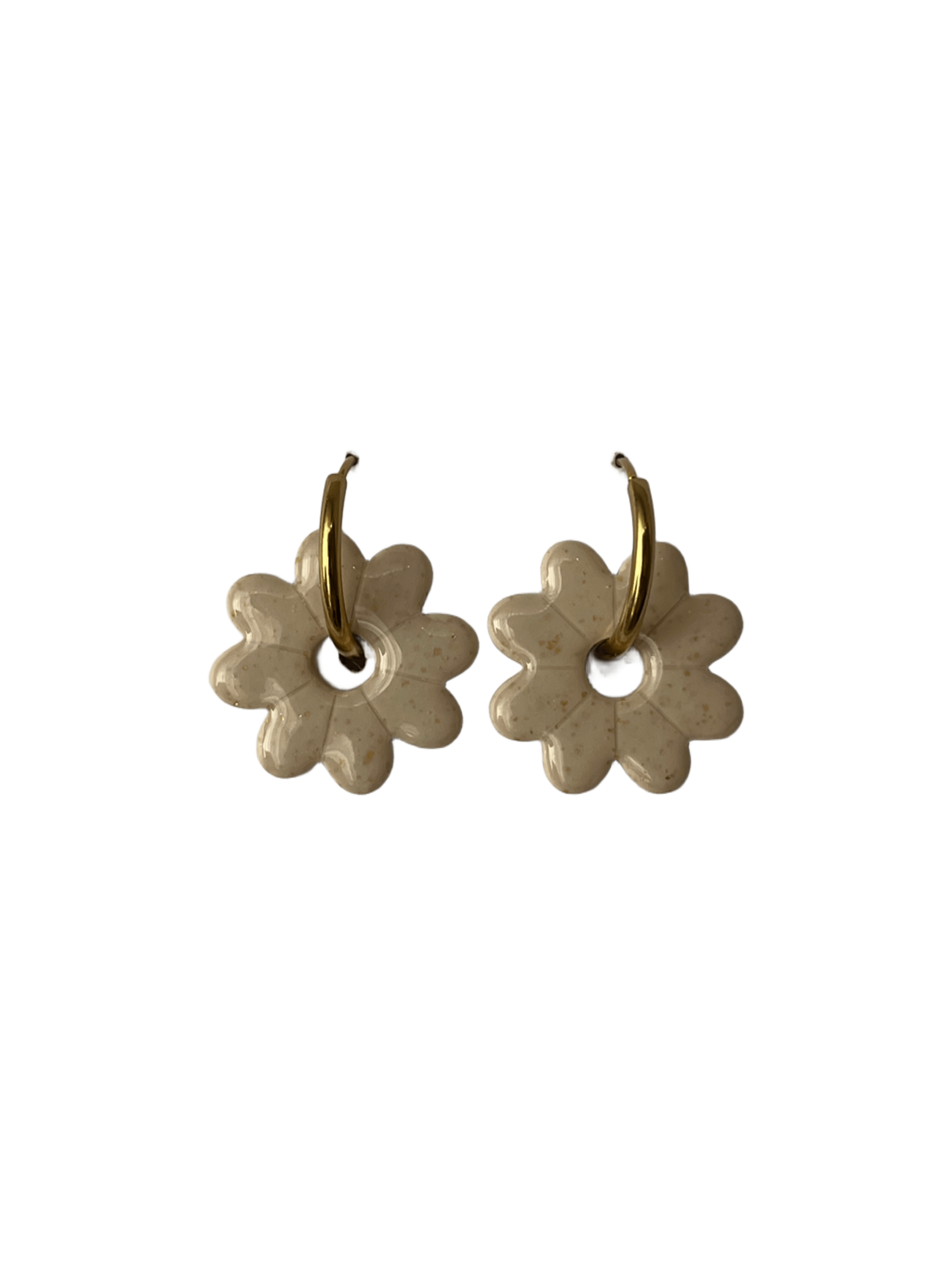 Aros flor beige y dorado