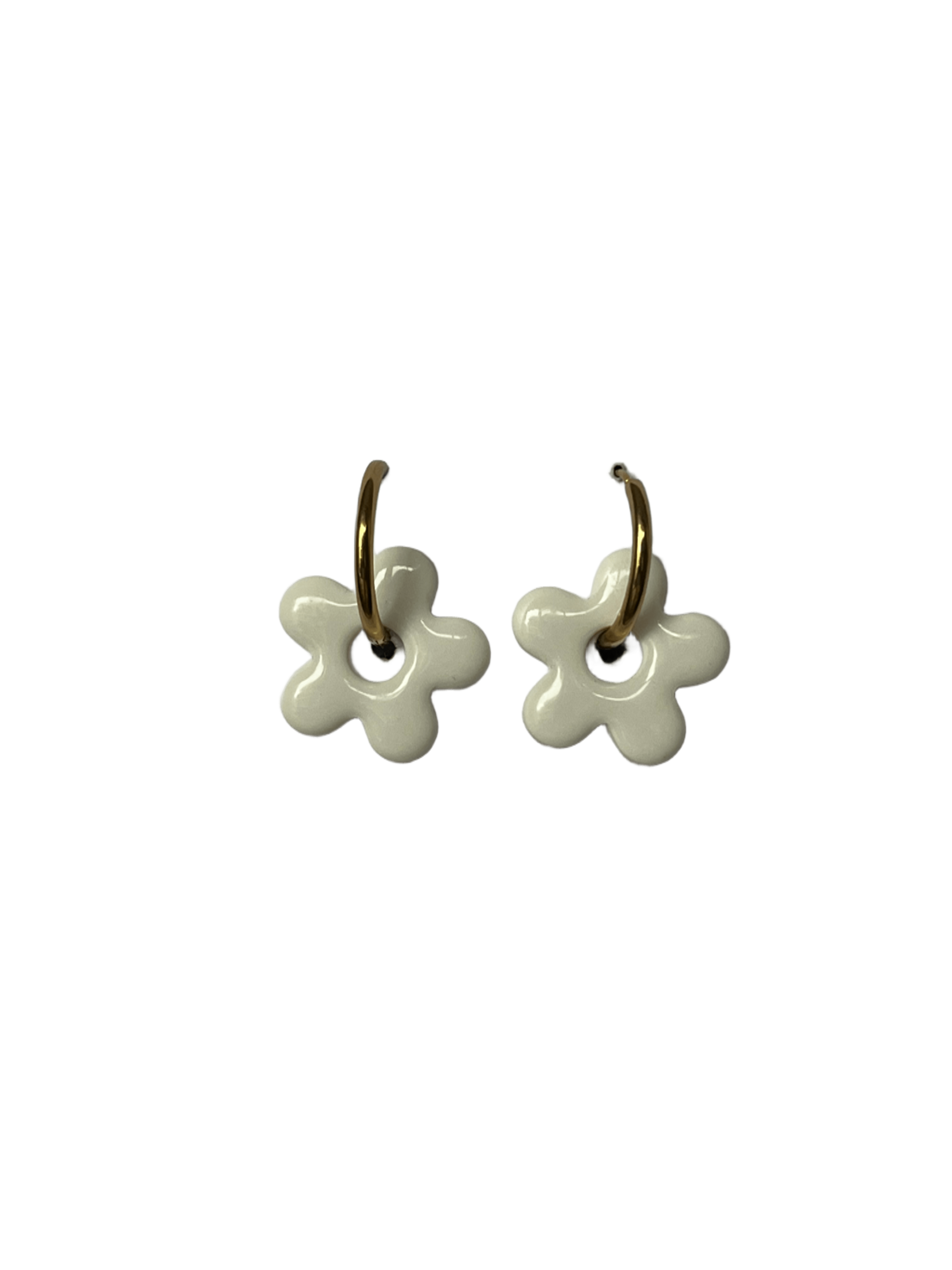Aros charms flor blanca 