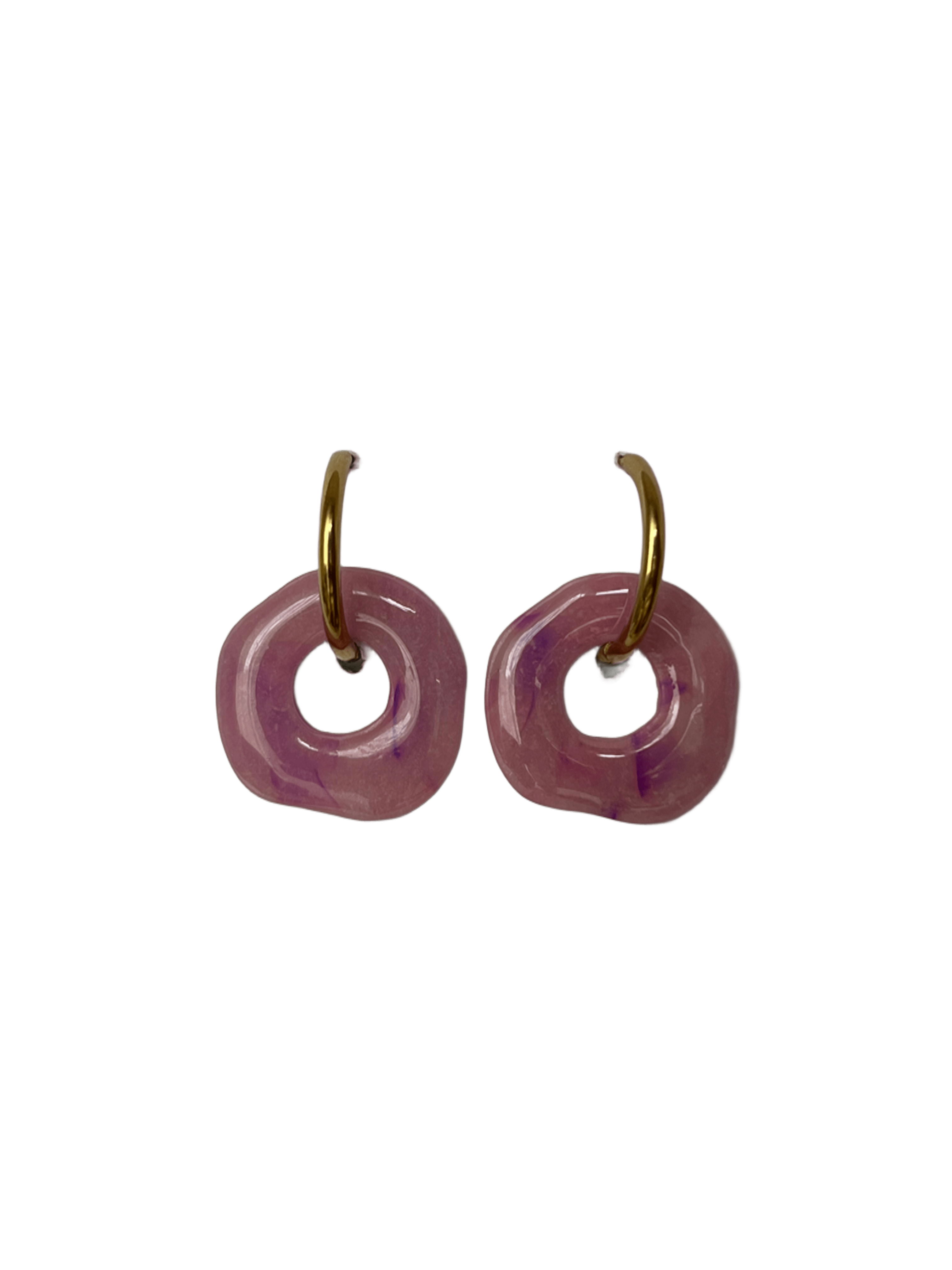 Aros charms marmolada rosa