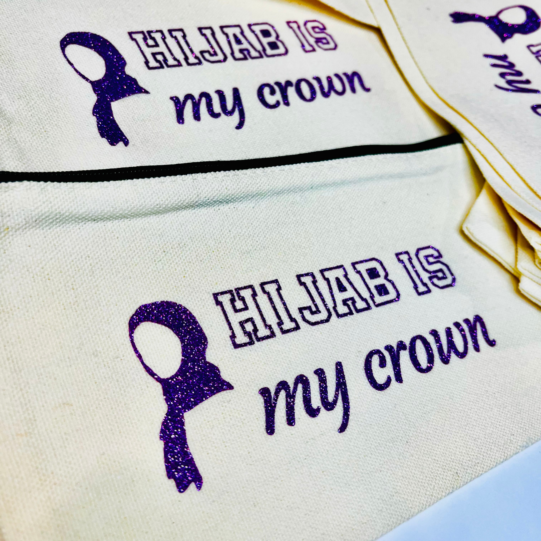 Hijab Baligha party favor gift, Hijab is my crown zipper pouch