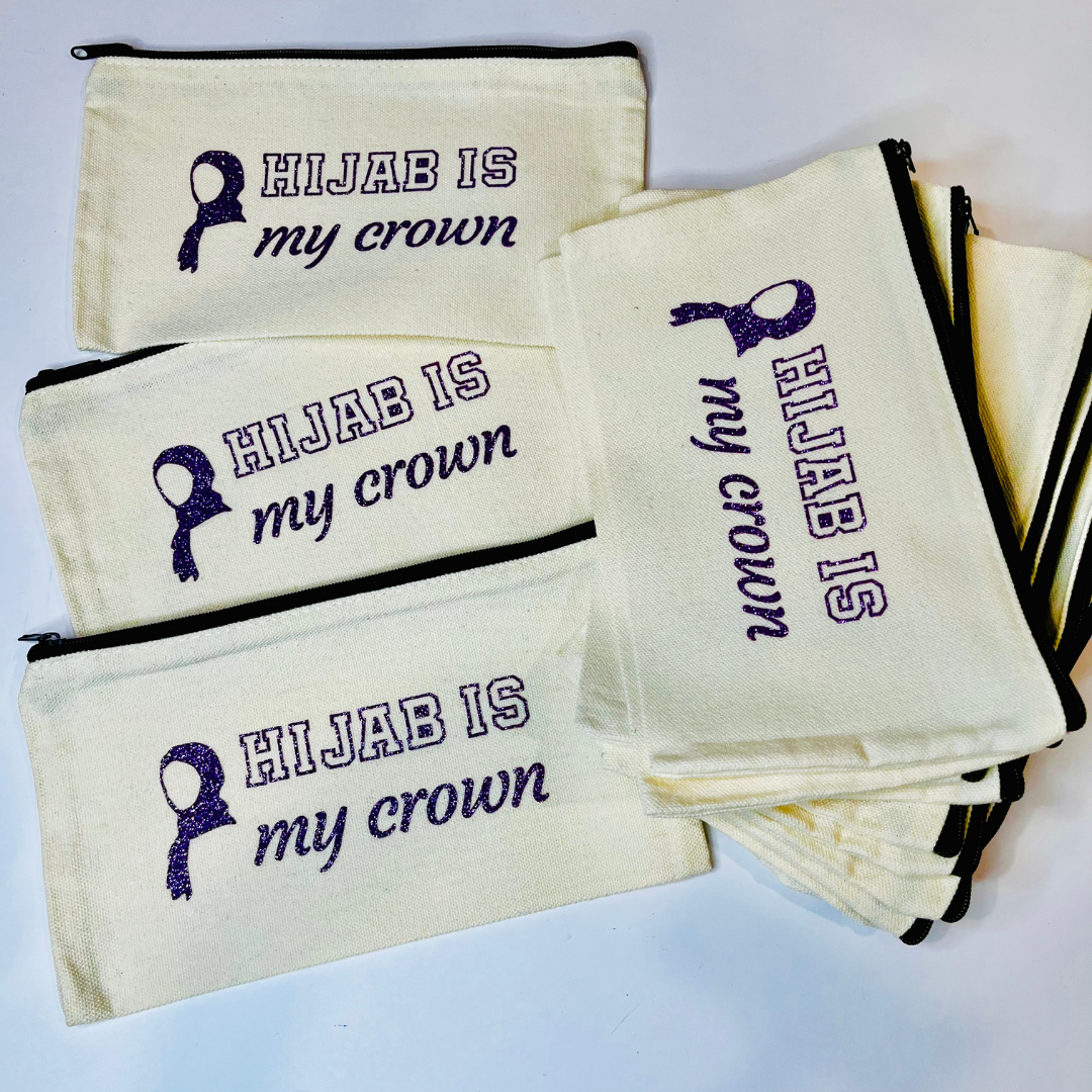 Hijab Baligha party favor gift, Hijab is my crown zipper pouch