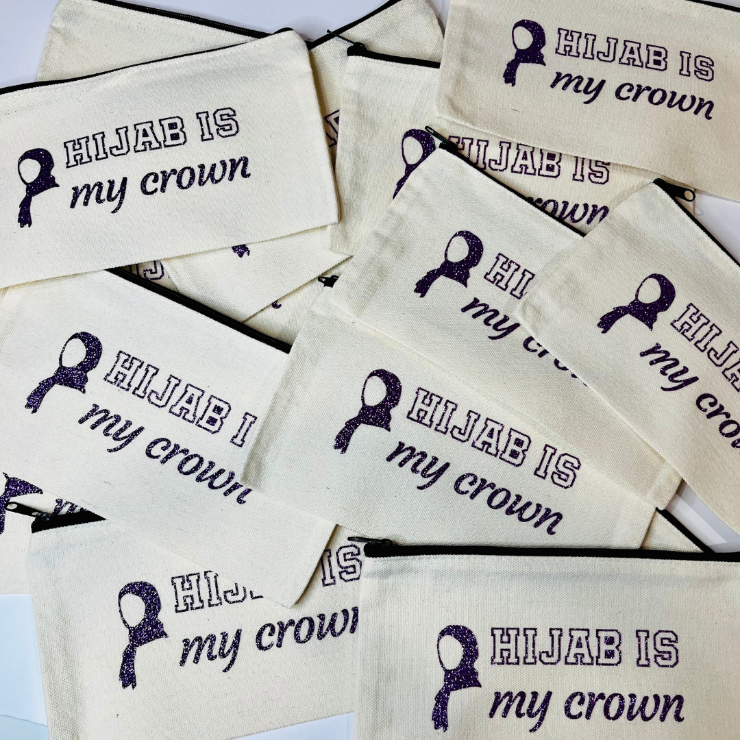 Hijab Baligha party favor gift, Hijab is my crown zipper pouch