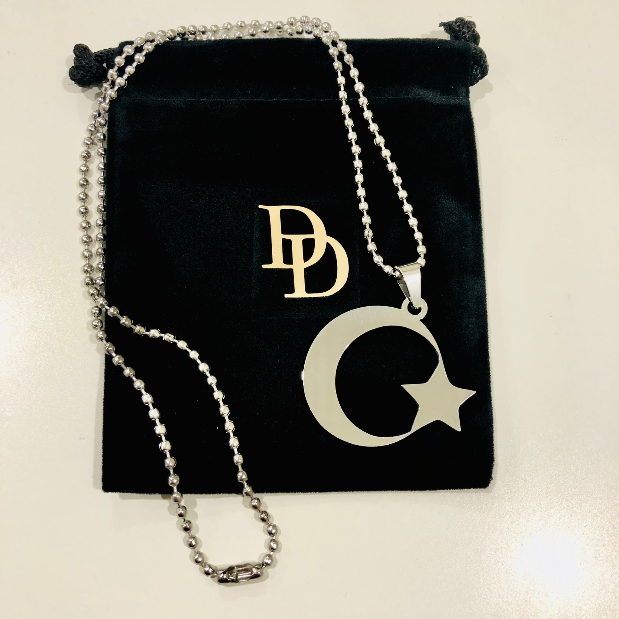 Crescent Moon and Star Silver Necklace, Islamic Muslim Pendant, Jewelry Gifts, Car Hanging