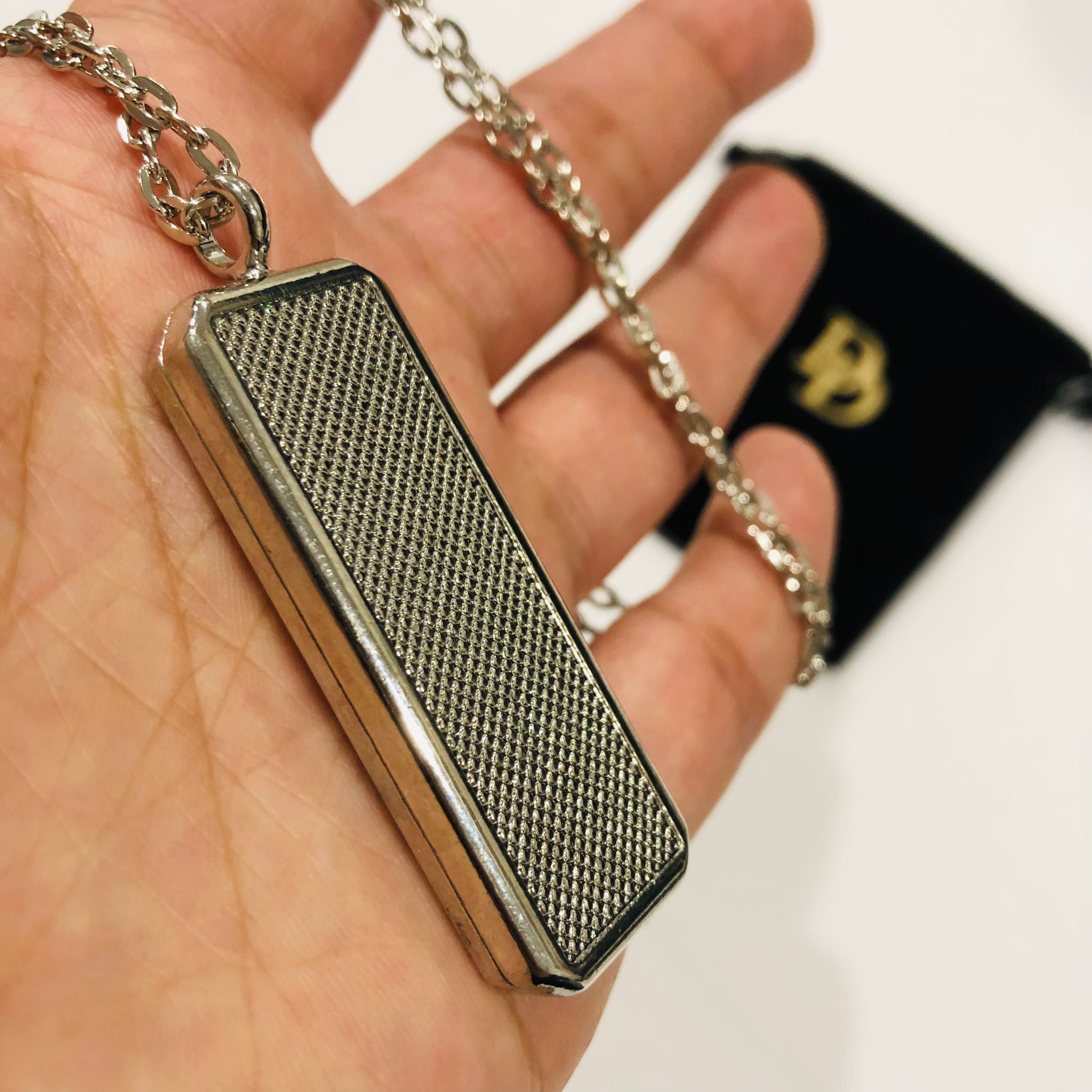 Faith Aromatherapy Diffuser Silver Rectangle Jewelry Locket, Essential Oil Perfume Pendant, Stainless Steel Locket, Have a little Faith Gift