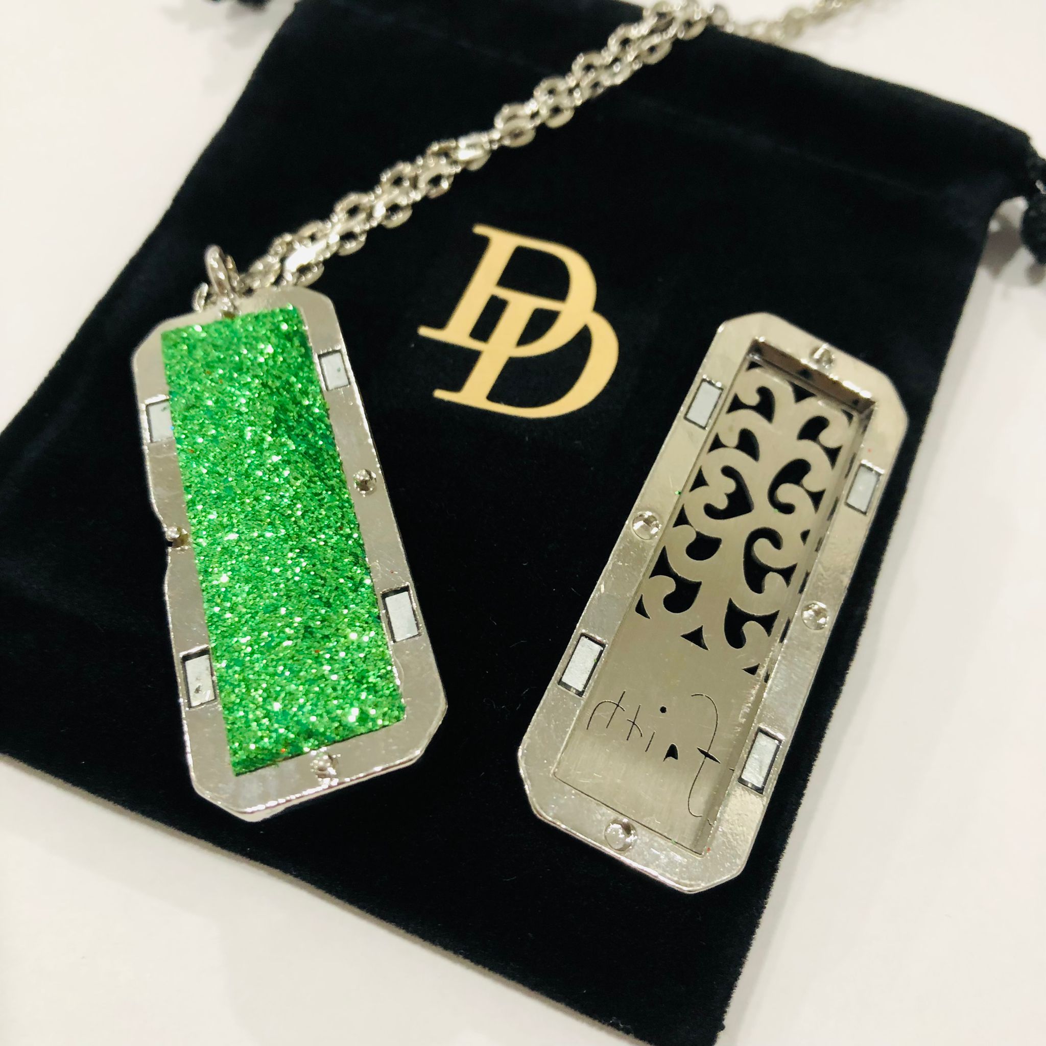 Faith Aromatherapy Diffuser Silver Rectangle Jewelry Locket, Essential Oil Perfume Pendant, Stainless Steel Locket, Have a little Faith Gift