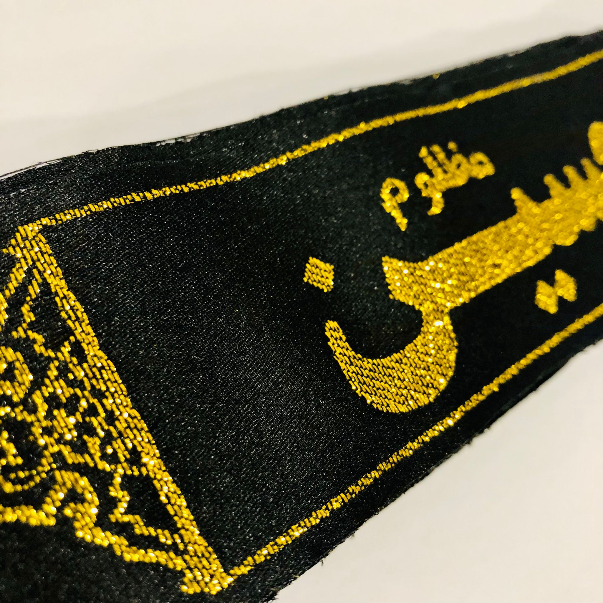 Muharram Karbala Banner Ya Hussain Ashura Azadari headband, Black and Gold Zari Ahlulbayt Ziyarat Julus head band, Labbaik Ya Hussain