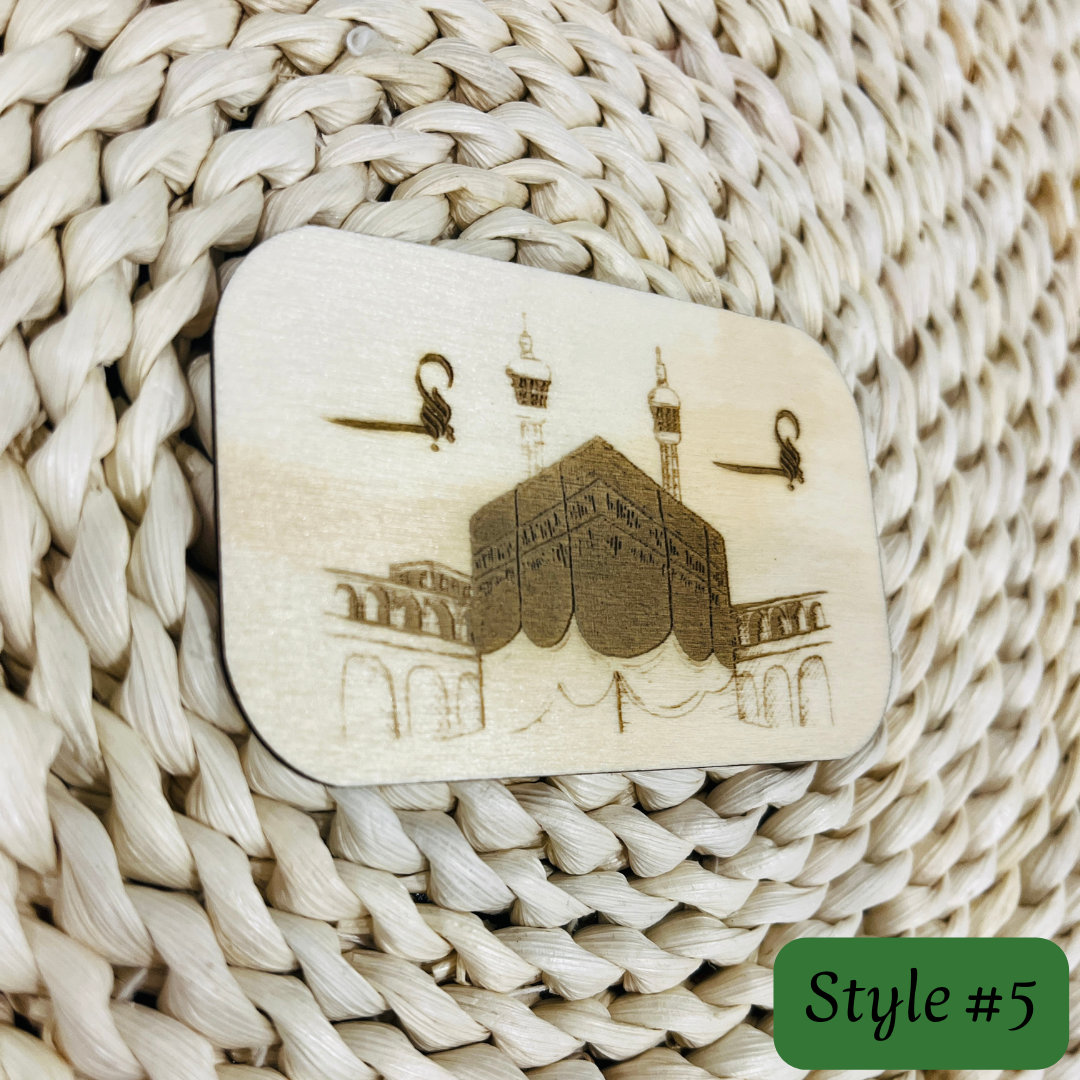 Mecca Kabah Hajj Umrah gift favors tabarruk cards, Makkah Laser Wooden Sajdah Slate, Shia Islam, Imam Hussain Ahlulbayt Kerbala, Mohr Turbah