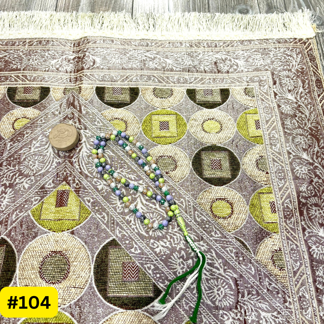 Prayer mat with Tasbeeh and Turbah Giftset