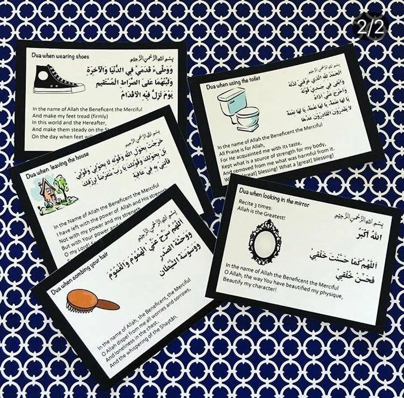 Housewarming Duas, Dua for Combing Hair, Dua when Looking at a Mirror, Dua when Leaving the House, Dua when wearing shoes, Dua in the Toilet