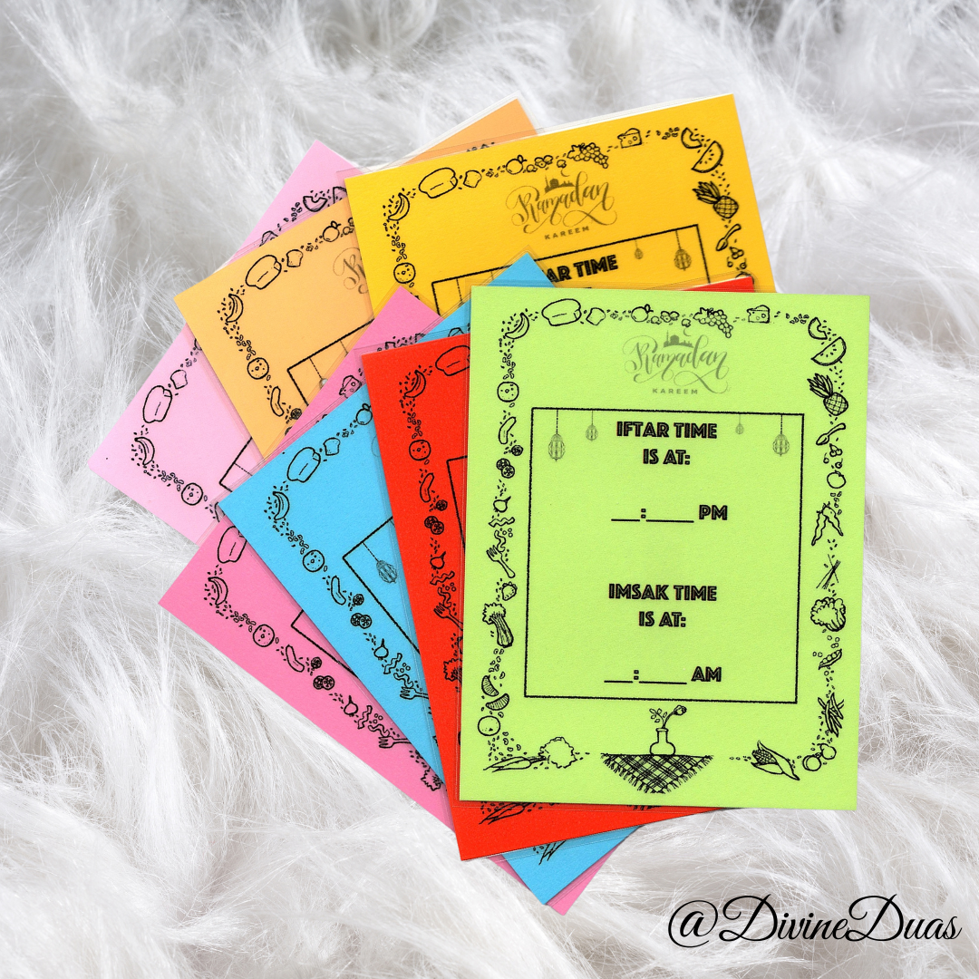 Ramadan Dua Cards for kids, Iftar Dua Card, Arabic and English, Dua for breaking fast, Prayer Card for children, Iftar Suhoor Imsak Time