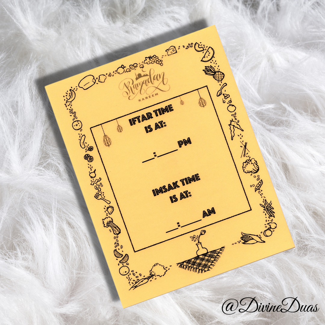 Ramadan Dua Cards for kids, Iftar Dua Card, Arabic and English, Dua for breaking fast, Prayer Card for children, Iftar Suhoor Imsak Time