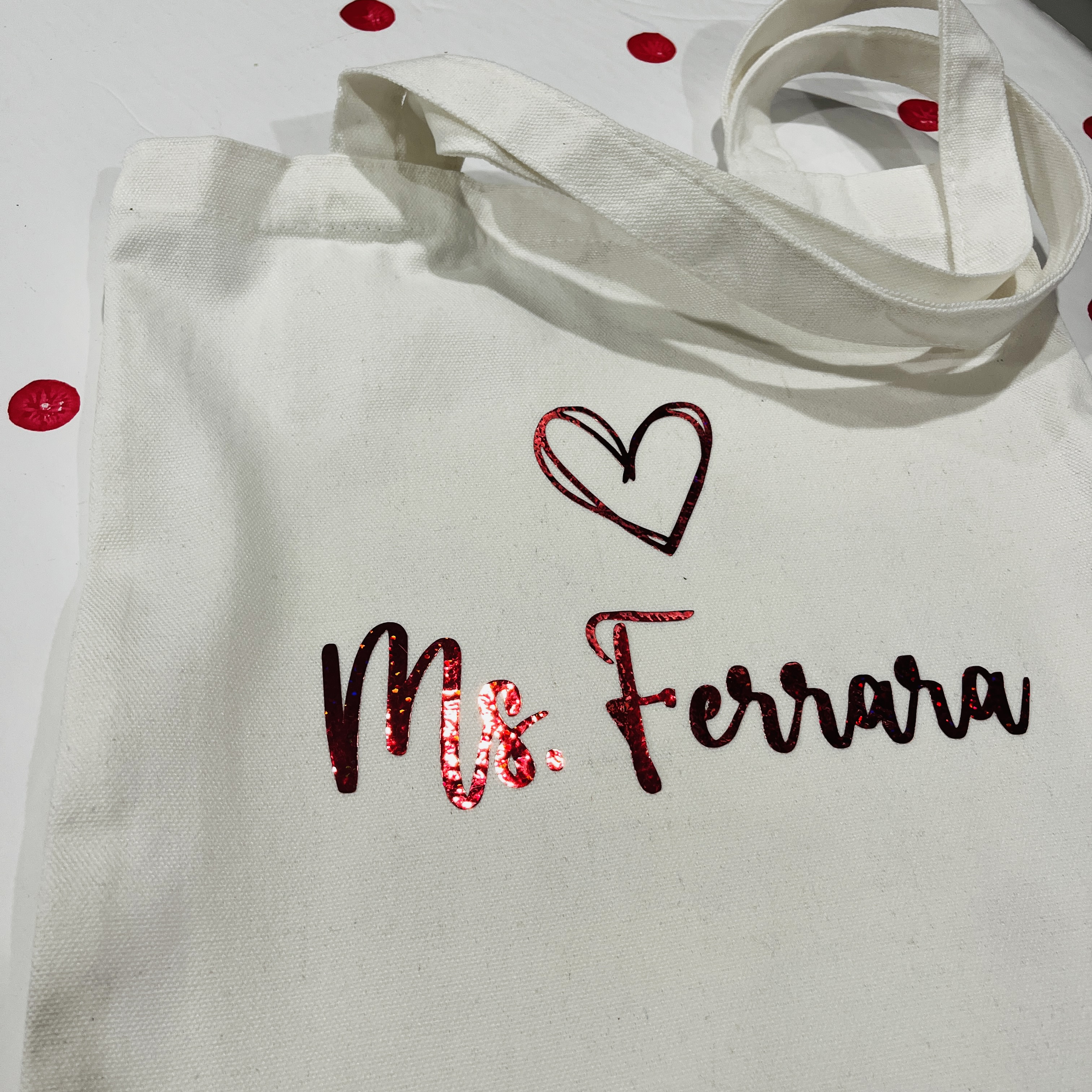 Personalized Teacher Tote Bag – Custom Name Cotton Canvas Reusable Bag