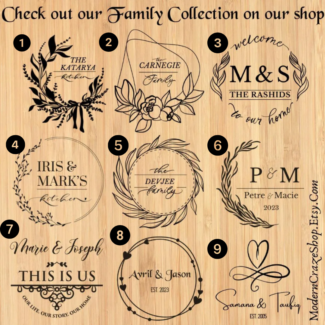 #1 Family Laser Engraved Charcuterie Serving Board Gift