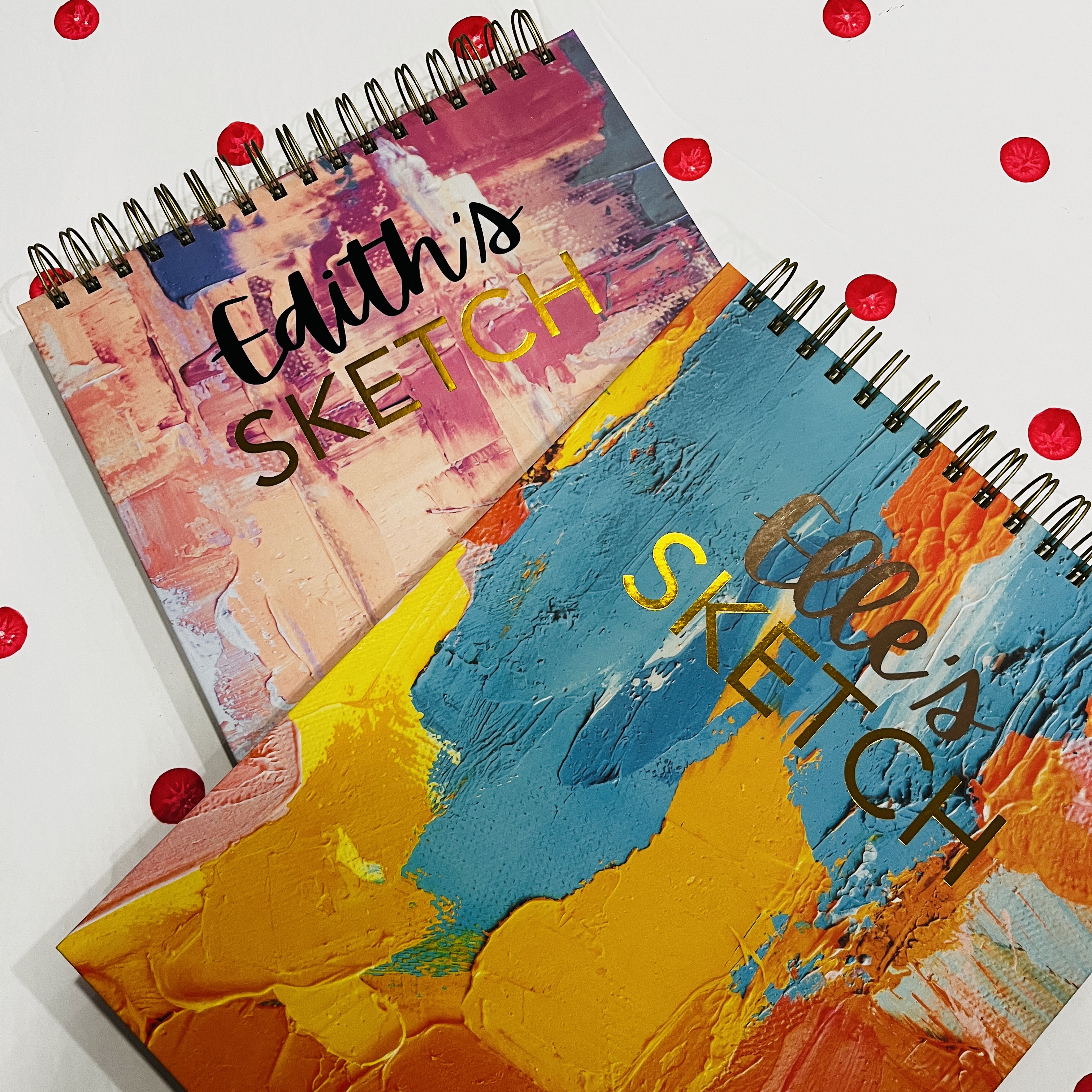 Personalized Gold Embossed Sketchbook Gift for Artist,  Hardcover Sketchbook for Down Syndrome, Custom Spiral Bound Drawing book Gift her