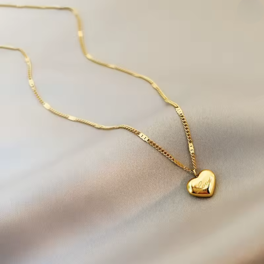 Gold Heart Pendant Valentine Necklace for her