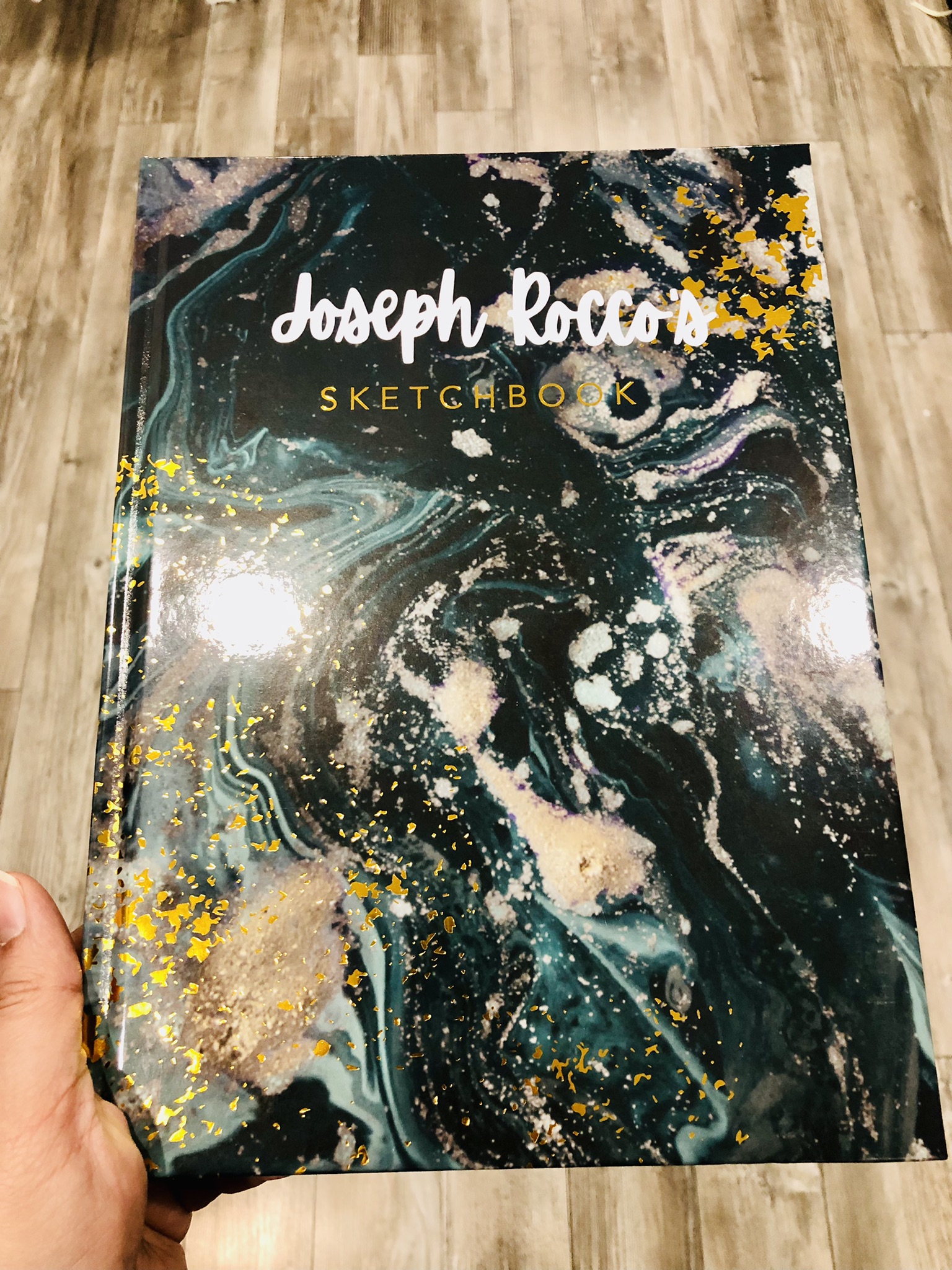 Personalized Green and Gold Sketchbook, Gold Embossed Drawing Book, Custom Name Vinyl Decal Doodle Book, Personalised Journal Book for her