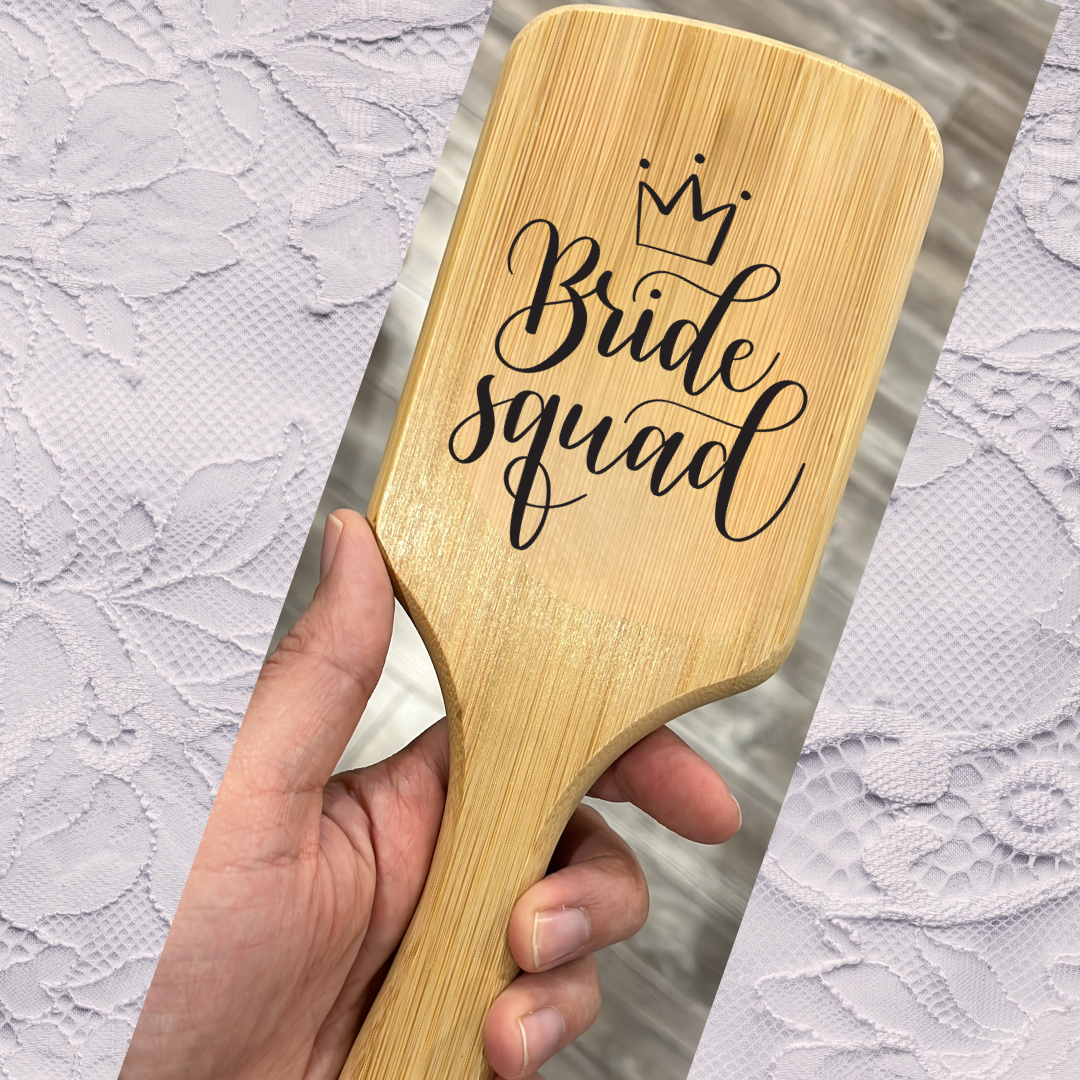 Bride Squad Engraved Hairbrush Bachelorette Favour for Friends
