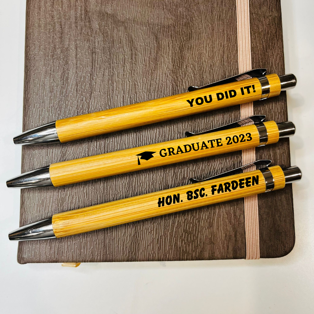 Custom Engraved Graduate Pen Gifts in Velvet Pouch