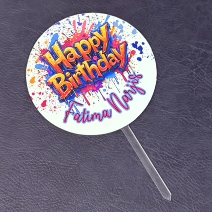 Custom Round Acrylic Fun Birthday Cake Topper