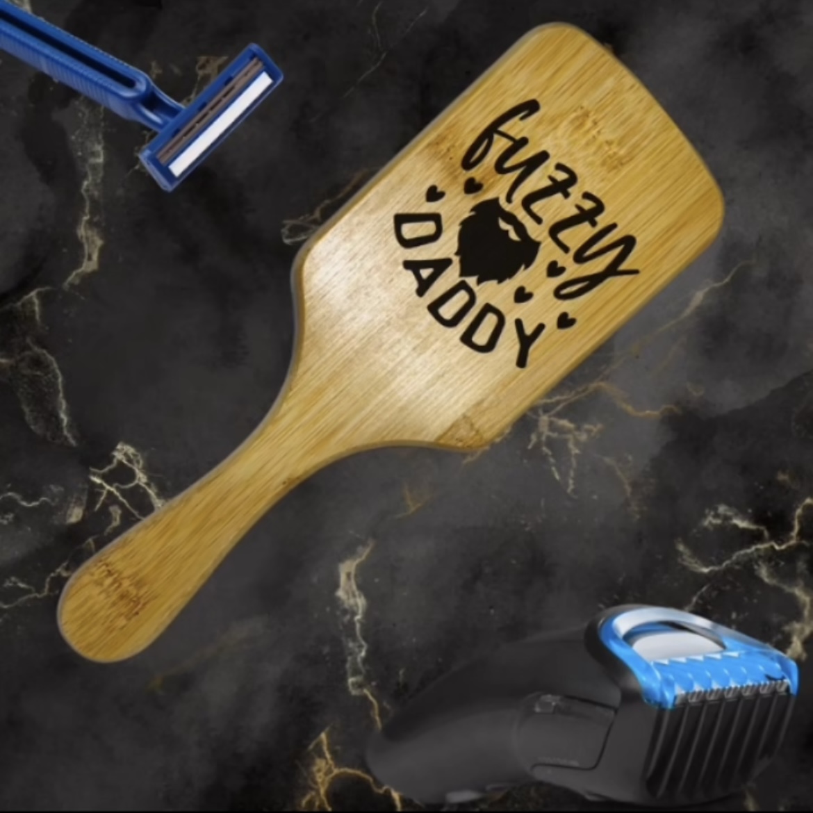 Fuzzy Beard Dad Engraved Hairbrush for Fathers Day Gift