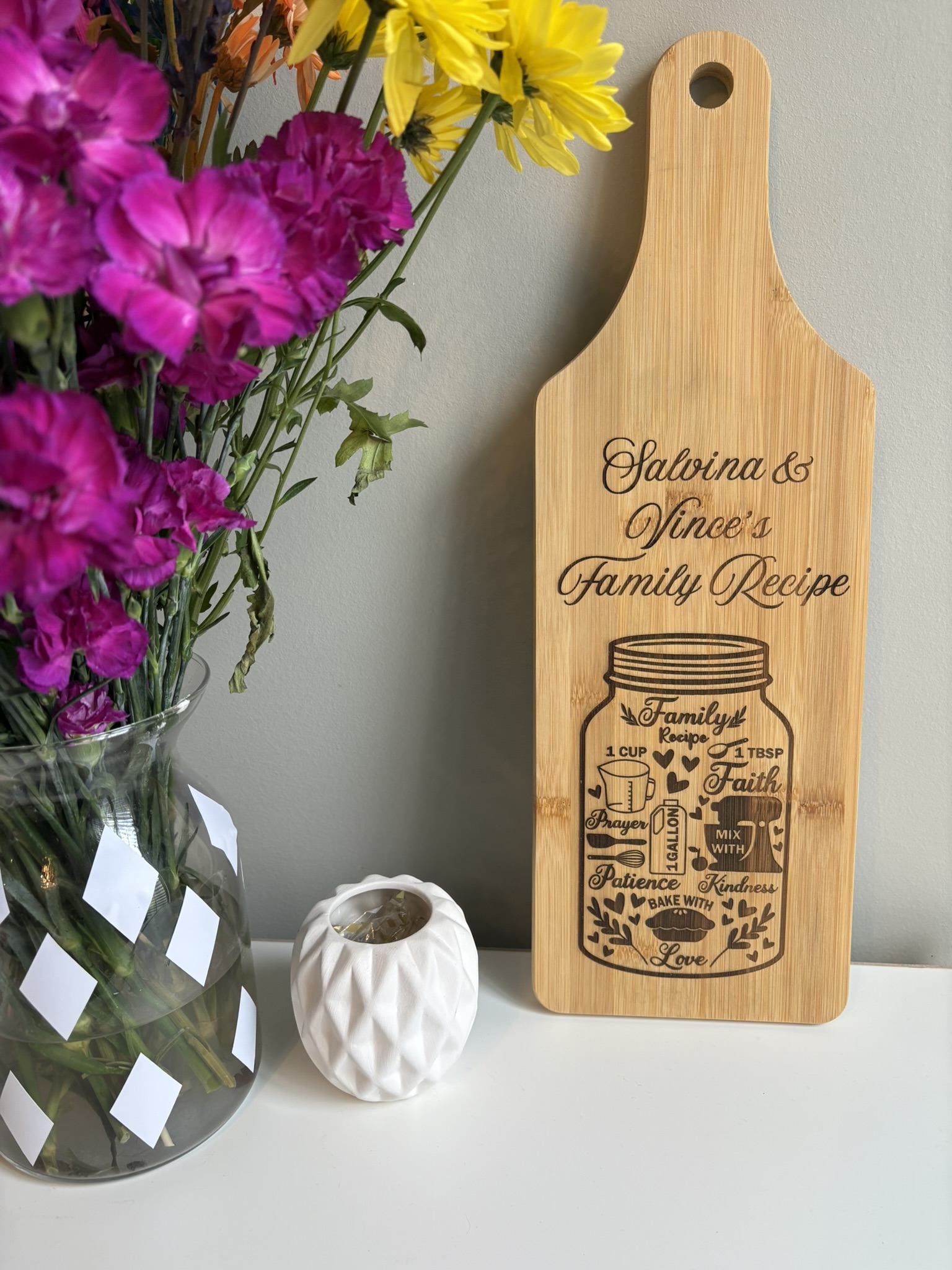 Family Recipe Laser Engraved Charcuterie Serving Board Gift