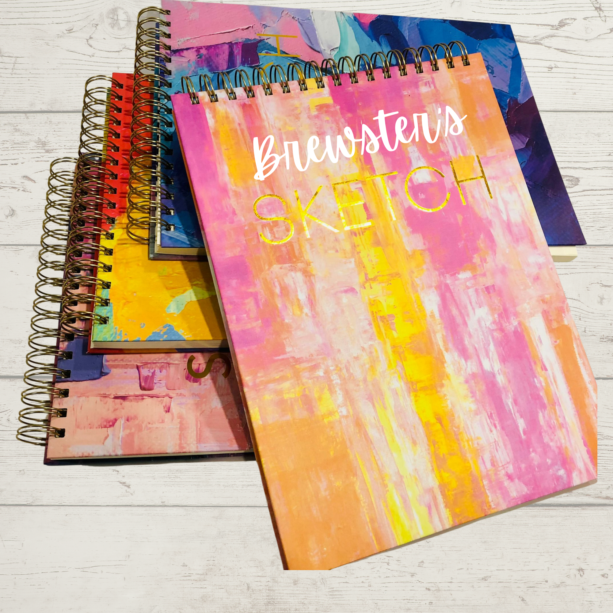 Personalized Gold Embossed Sketchbook Gift for Artist,  Hardcover Sketchbook for Down Syndrome, Custom Spiral Bound Drawing book Gift her