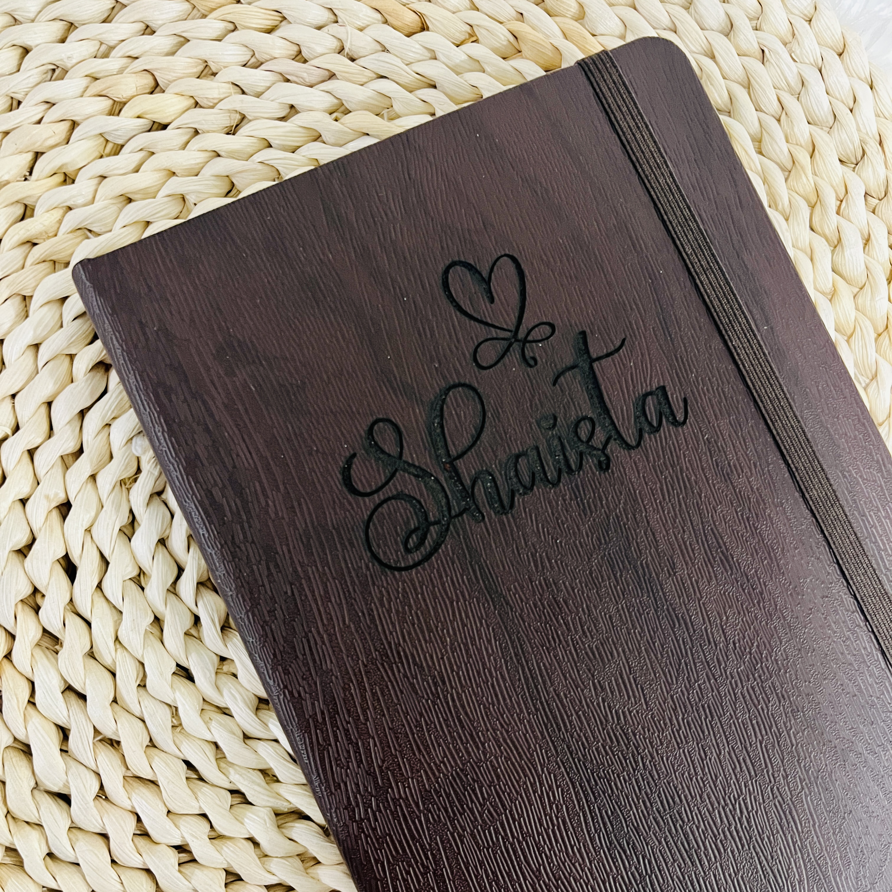 Custom Engraved Name Journal Book Gift, Heart Design Name
